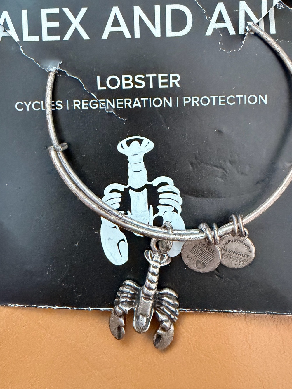 Alex and Ani Silver Lobster Charm Bangle Bracelet